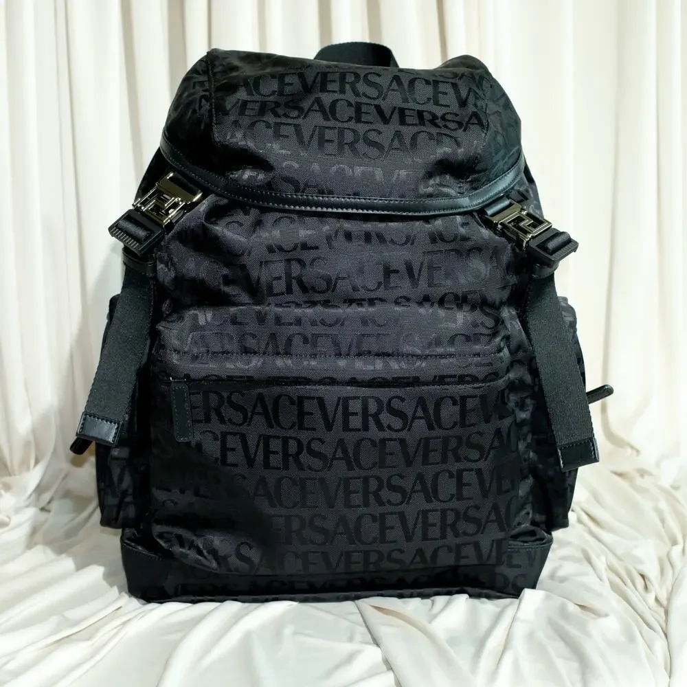 Versace Allover Neo Nylon Backpack Black NWT